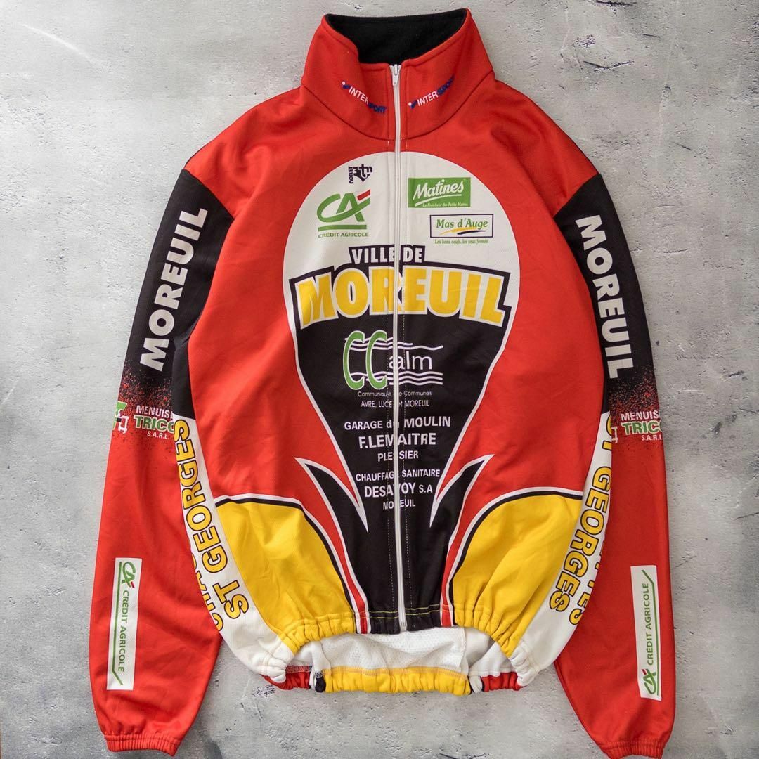 古着 サイクリングウェア 00s スポーツウェア ジャージ スポンサーロゴ 赤 メンズのトップス(ジャージ)の商品写真