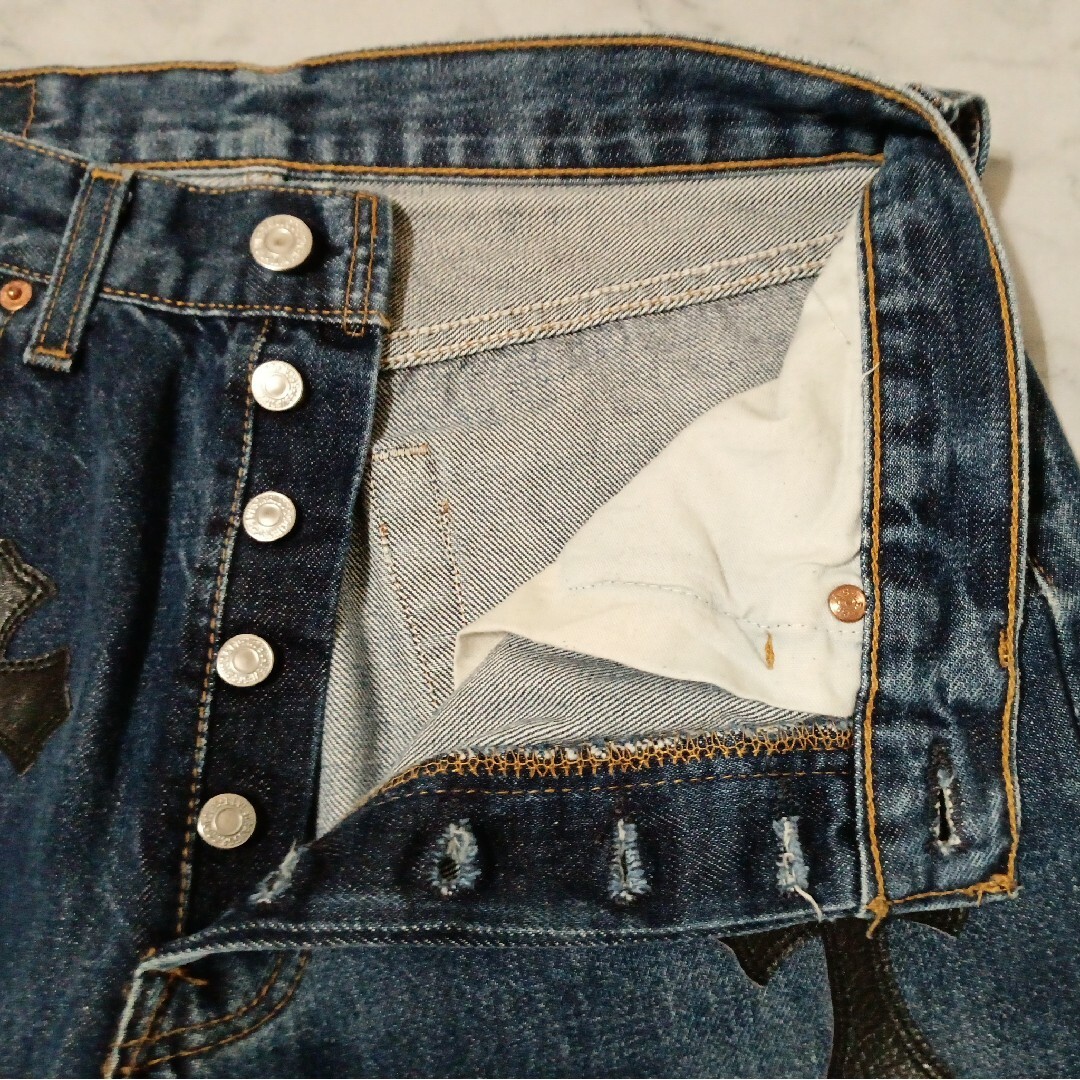 デニム/ジーンズLevi's 501（W32 / 76cm）クロスパッチカスタム