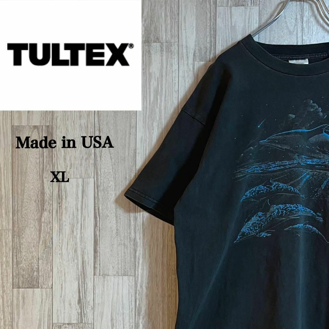 タルテックスプリントTシャツ　USA製　ビッグシルエット　ヴィンテージ　古着 メンズのトップス(Tシャツ/カットソー(半袖/袖なし))の商品写真