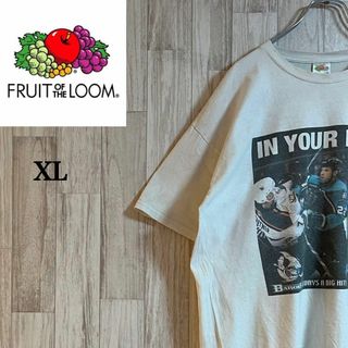 フルーツオブザルーム(FRUIT OF THE LOOM)のフルーツオブザルームプリントTシャツ　ビッグシルエット　白　ユニセックス　古着(Tシャツ/カットソー(半袖/袖なし))