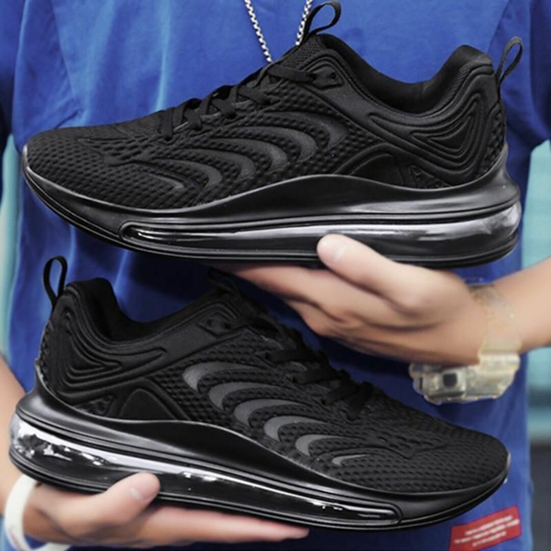 25cmメンズスニーカーシューズランニングウォーキングブラック運動靴カジュアル1 メンズの靴/シューズ(スニーカー)の商品写真