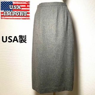 【アメリカ古着】超美品❗️USA製70sタイトスカートウール100グレー高品質(ロングスカート)