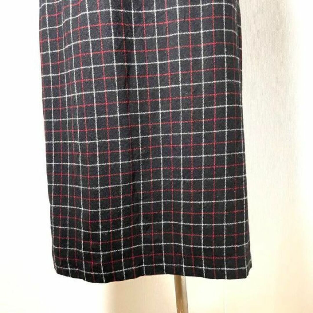 ロンドンガール❗️アメリカ古着80s超美品タイトスカート黒ウールUSA製チェック レディースのスカート(ロングスカート)の商品写真