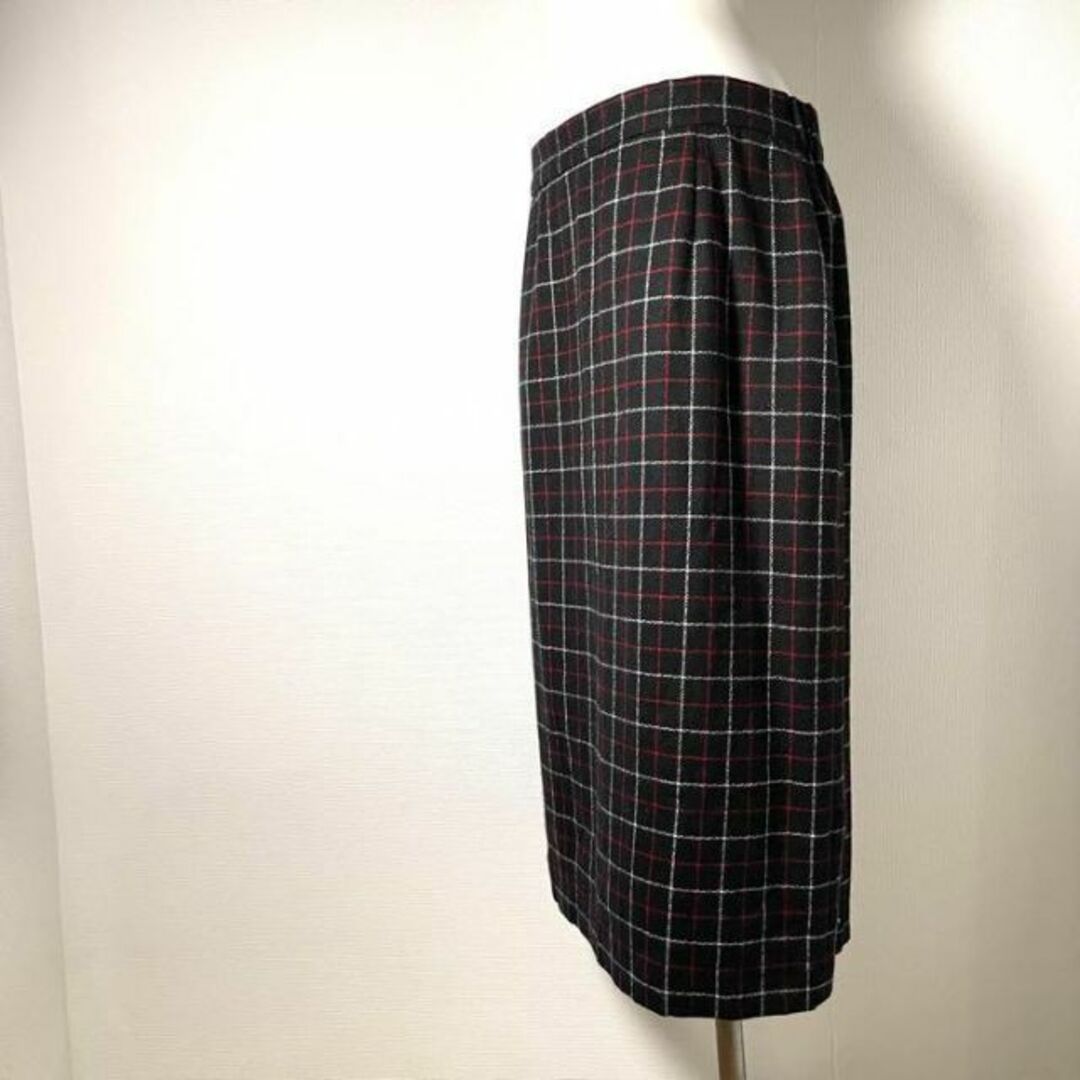 ロンドンガール❗️アメリカ80s超美品タイトスカート黒ウールUSA製チェック82cm総丈