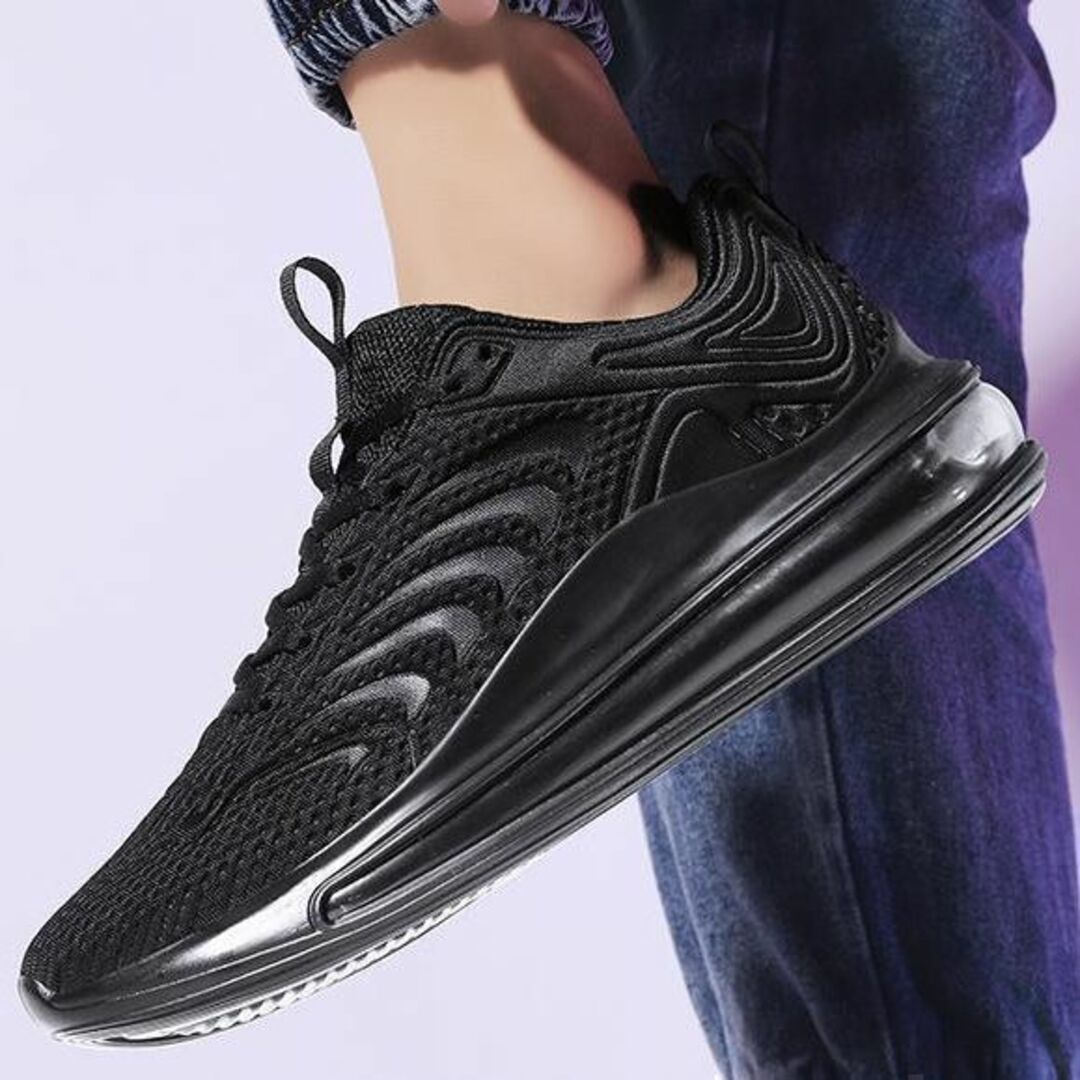 25cmメンズスニーカーシューズランニングウォーキングブラック運動靴カジュアルl メンズの靴/シューズ(スニーカー)の商品写真