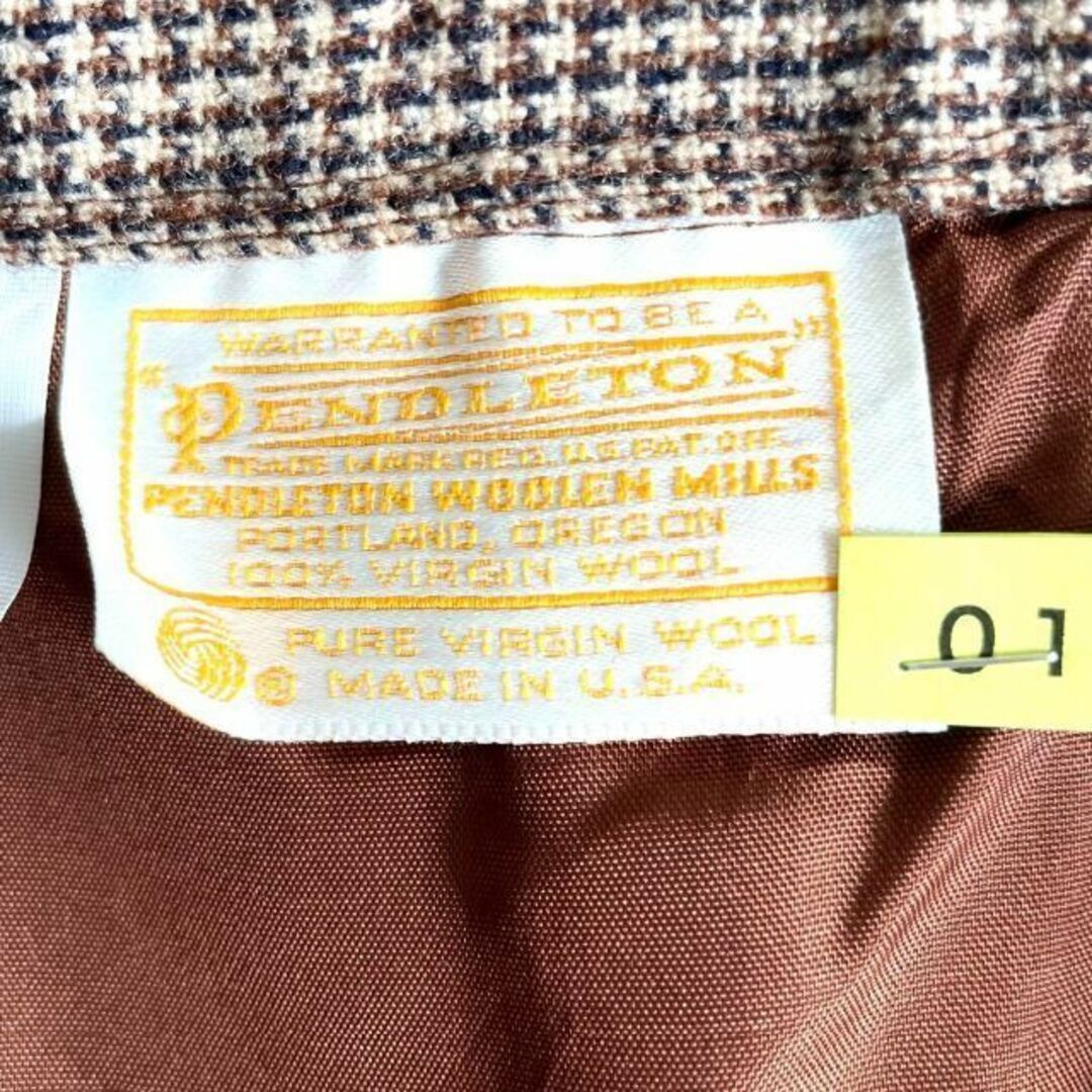 PENDLETON(ペンドルトン)の千鳥柄チェック【アメリカ古着】ペンドルトン超美品タイトスカートウールベージュ レディースのスカート(ロングスカート)の商品写真