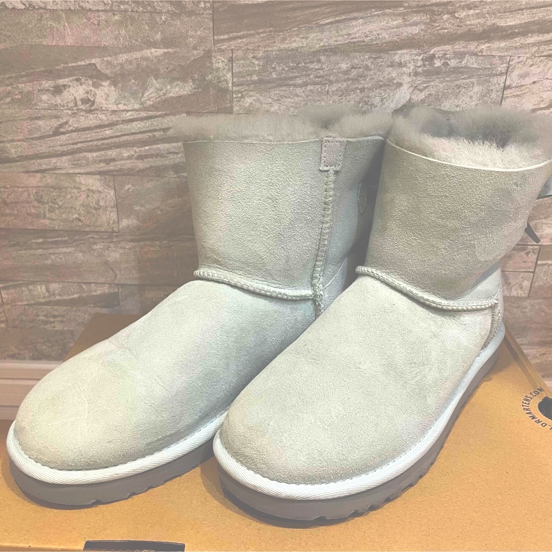 【試着のみ】UGG ムートンブーツ　リボンブーツ　ICEカラー　ミントグリーン約14cmヒール高さ