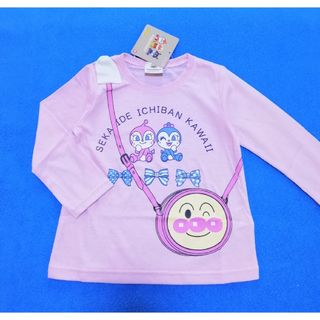 アンパンマン(アンパンマン)の新品　100cm　アンパンマン　2023フェイクポシェット長袖Tシャツ　ピンク(Tシャツ/カットソー)