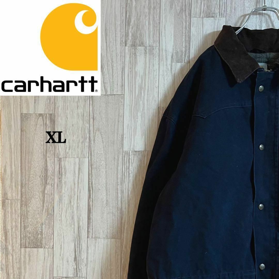 carhartt(カーハート)のカーハート　USA製ジャケット　デトロイト　XL ビックシルエット　ネイビー メンズのジャケット/アウター(ブルゾン)の商品写真