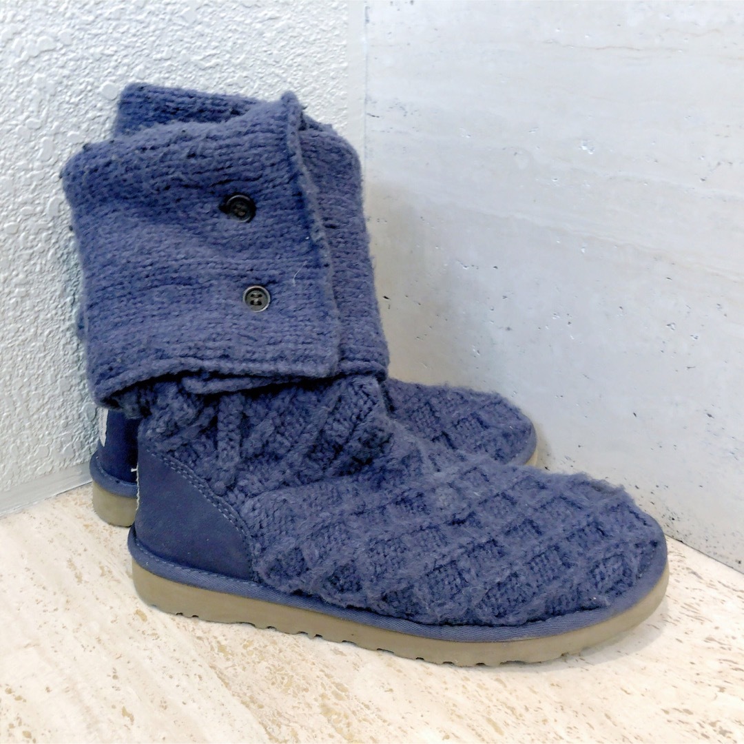 UGG(アグ)の美品☆UGG☆ニットブーツ サイズ8 25.0cm☆ネイビーパープル レディースの靴/シューズ(ブーツ)の商品写真