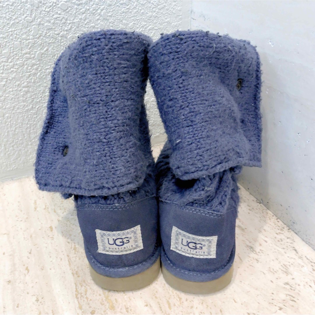 UGG(アグ)の美品☆UGG☆ニットブーツ サイズ8 25.0cm☆ネイビーパープル レディースの靴/シューズ(ブーツ)の商品写真