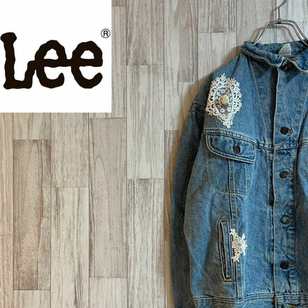 Lee(リー)のLee リー デニムジャケット Ｇジャン 古着女子 ジーンズ XL 刺繍 レディースのジャケット/アウター(Gジャン/デニムジャケット)の商品写真
