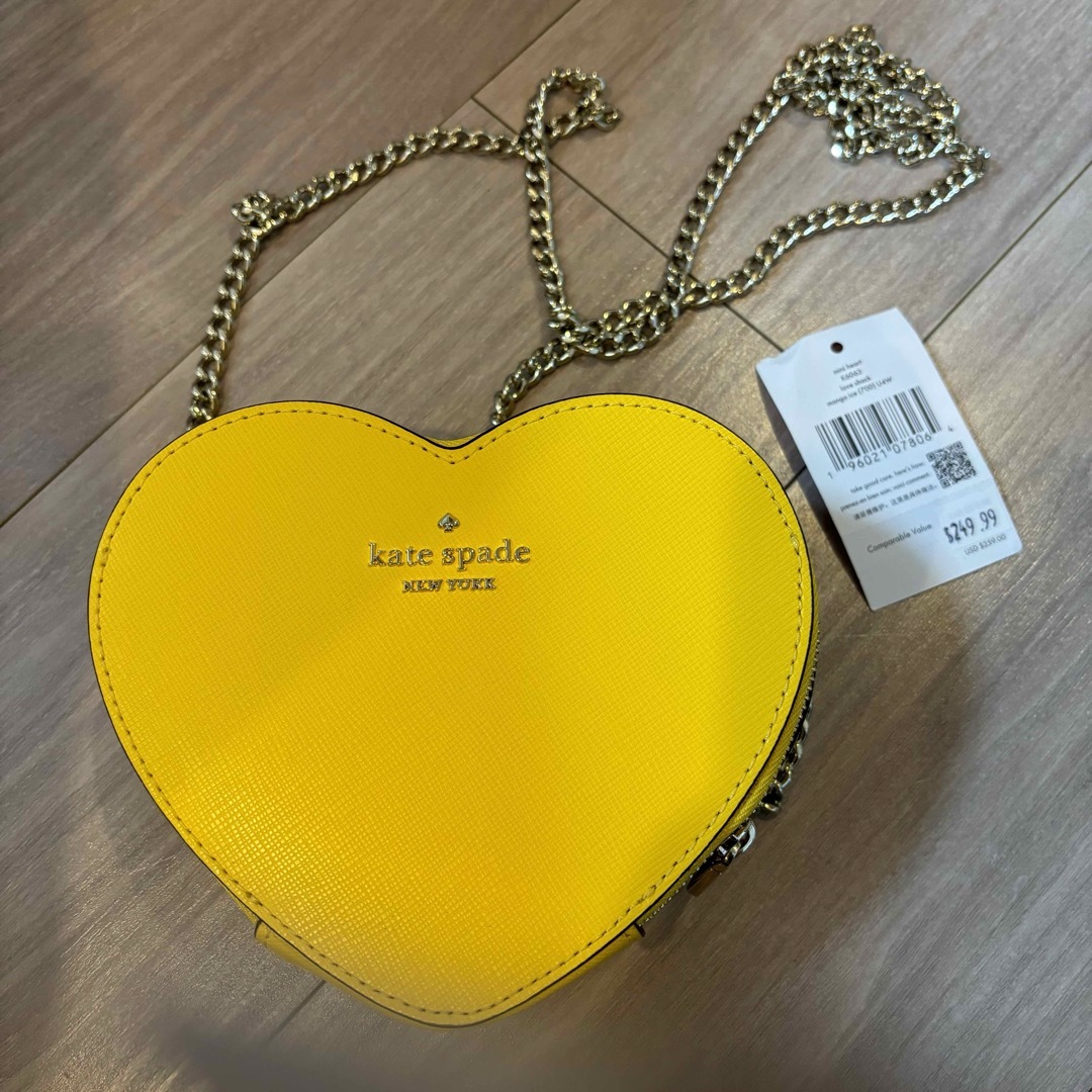 ファスナー式内側ケイトスペード kate spade ミニハートショルダーバッグ　イエロー　黄色