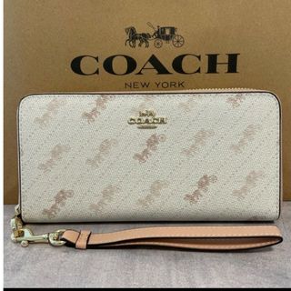 コーチ(COACH)の新品　COACH　長財布　ラウンドファスナー　小銭入れ有　シグネチャー　ホワイト(財布)