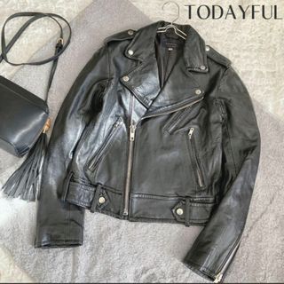 トゥデイフル(TODAYFUL)の【TODAYFUL 】定番 ラムレザー ライダースジャケット 38(ライダースジャケット)