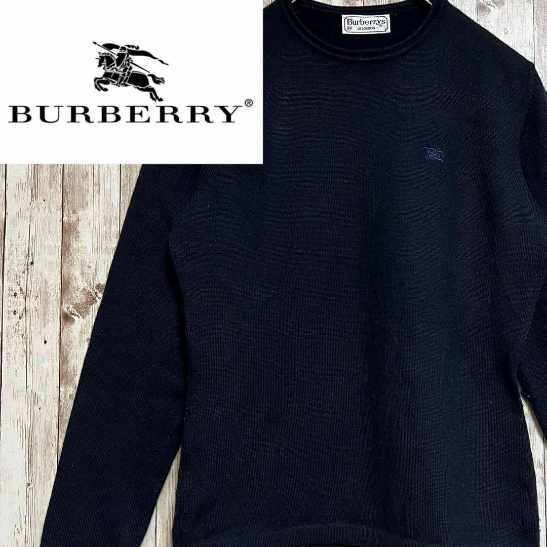 BURBERRY BLACK LABEL(バーバリーブラックレーベル)のバーバリーBurberry長袖ニットセーターUネックネイビー メンズのトップス(ニット/セーター)の商品写真