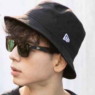 ニューエラー(NEW ERA)の新品未使用 ニューエラ バケットハット 黒 M/L 約59cm 無地 ブラック(ハット)