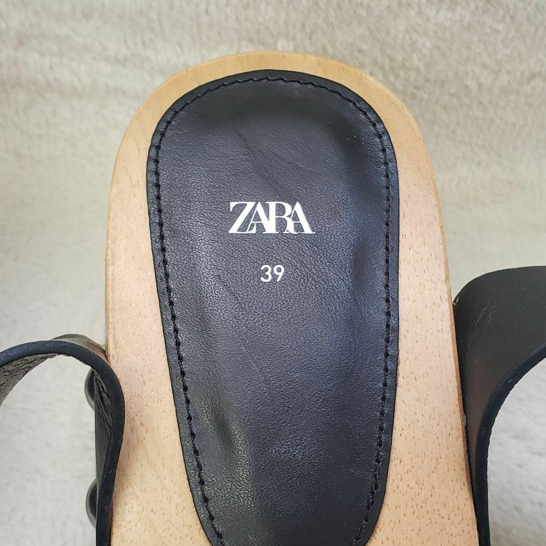 ZARA(ザラ)の【新品】ZARA ミュール 太ヒール7.5cm レザーストラップ レディースの靴/シューズ(ミュール)の商品写真