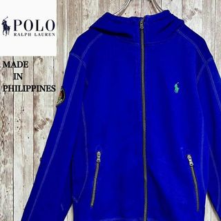 ポロラルフローレン(POLO RALPH LAUREN)のラルフローレン　パーカー　ジップアップ　フィリピン製　青　フード付き　S(パーカー)