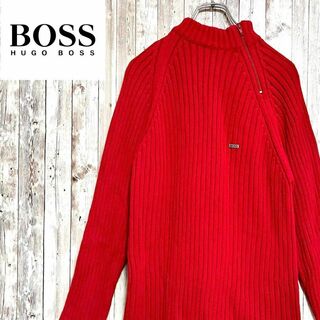 ヒューゴボス(HUGO BOSS)のヒューゴボス　HUGOBOSS ニット　セーター　赤　リブネックセーター(ニット/セーター)
