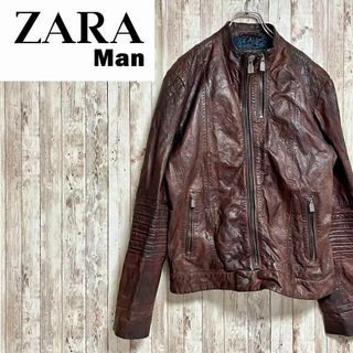 ザラ(ZARA)のZARAMEN レザージャケット　ZARA アウター　ライダース　インド製(レザージャケット)