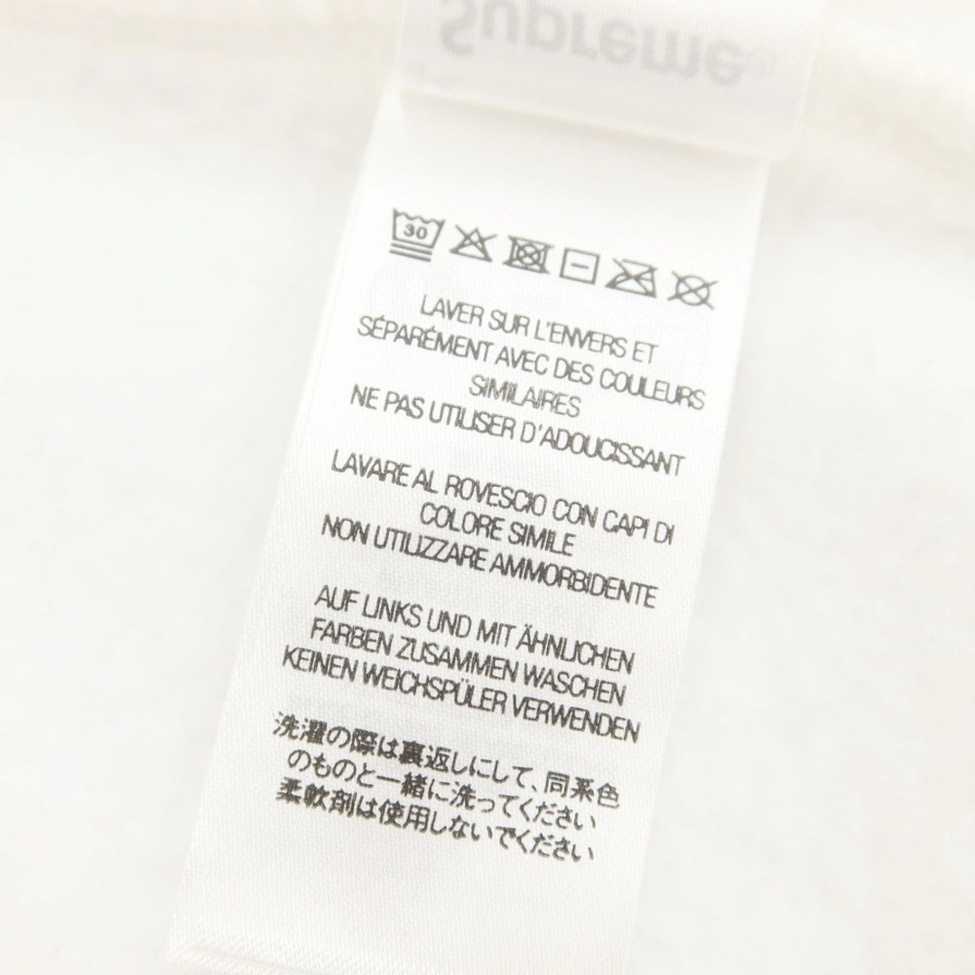 Supreme(シュプリーム)の【中古】シュプリーム Supreme 2023年秋冬 Collegiate Patchwork Leather Hooded Sweatshirt プルオーバー スウェットパーカー ホワイト【サイズL】【メンズ】 メンズのトップス(パーカー)の商品写真