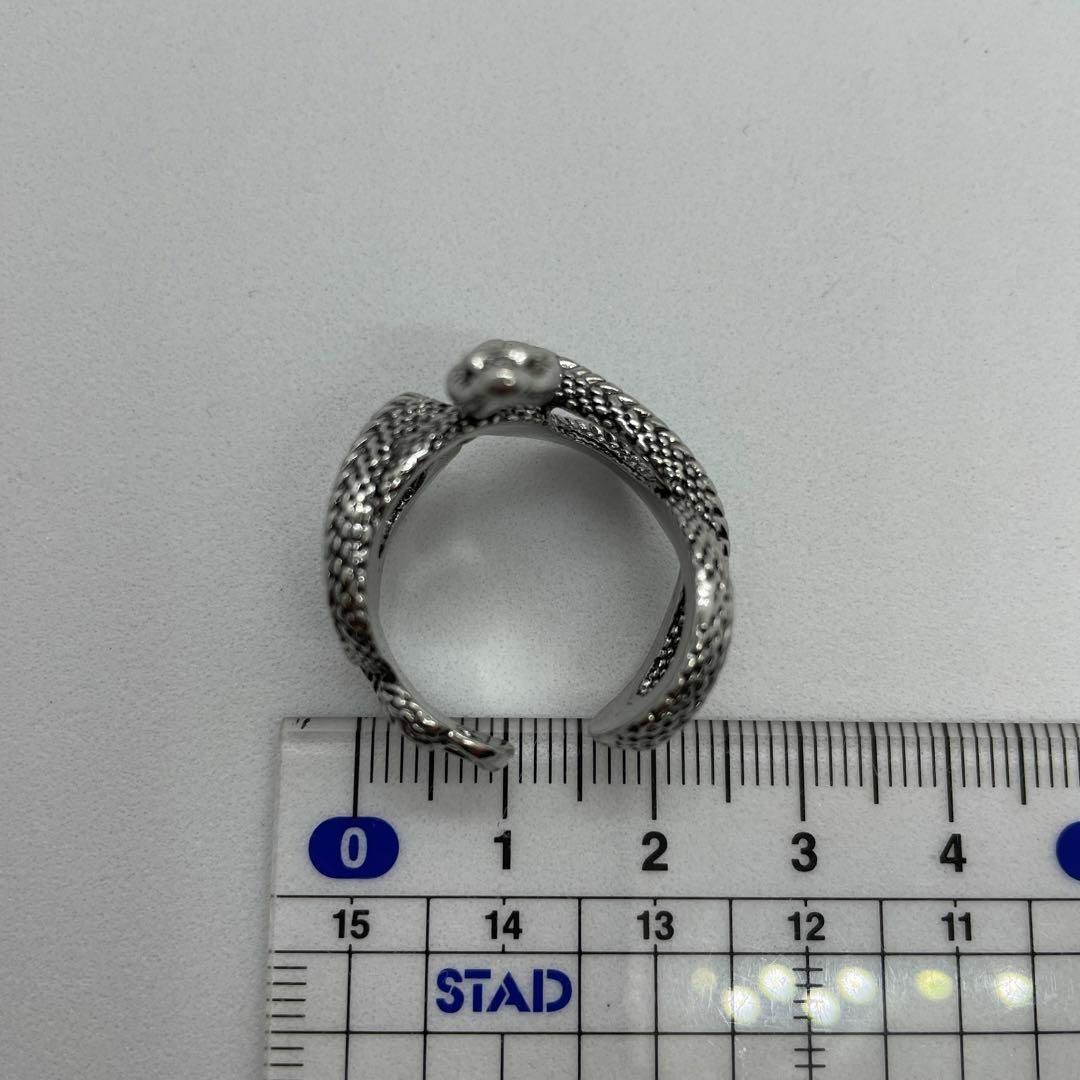 242 リング 指輪 ヘビ 蛇 スネーク アクセサリー フリーサイズ シルバー メンズのアクセサリー(リング(指輪))の商品写真