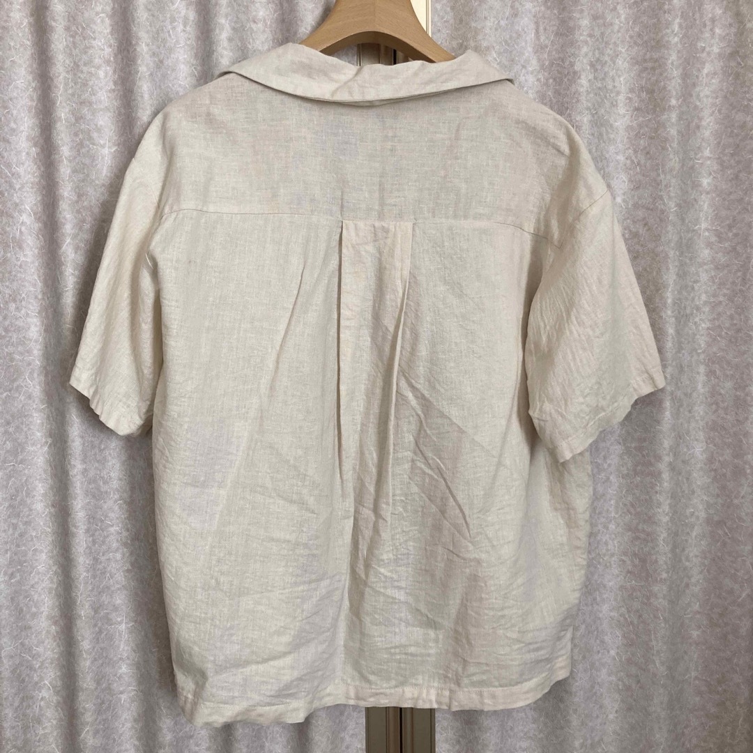 GU(ジーユー)のGU リネンブレンドオープンカラーシャツ(5分袖) S レディースのトップス(シャツ/ブラウス(半袖/袖なし))の商品写真