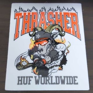 ハフ(HUF)の(縦8.6cm横7cm)huf✕THRASHER　コラボ　ステッカー(スケートボード)