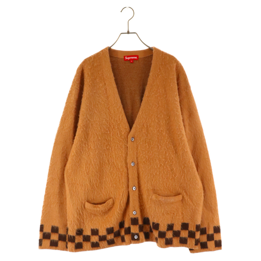 58センチ袖丈SUPREME シュプリーム 21SS Brushed Checkerboard Cardigan Camel ブラッシュドチェッカーボードニットカーディガン キャメル