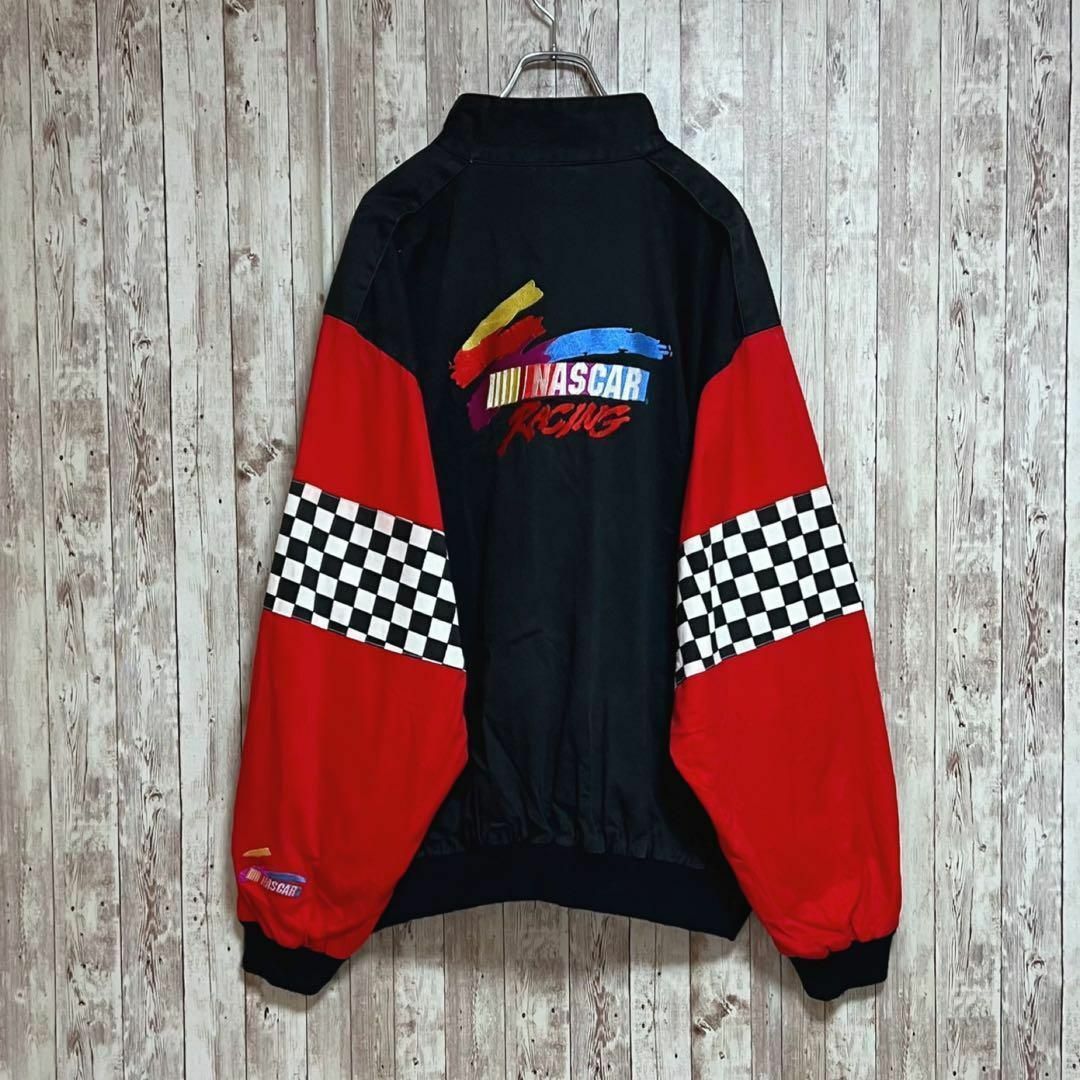 NASCAR ナスカーレーシングジャケット　刺繍ロゴ　オーバーサイズ　XXL メンズのジャケット/アウター(ナイロンジャケット)の商品写真