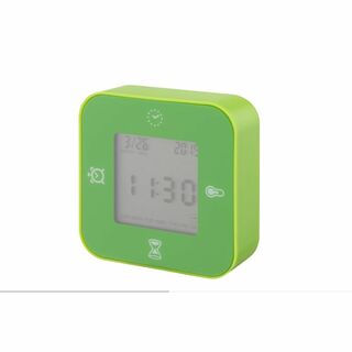 イケア(IKEA)のKLOCKIS クロッキス 時計 温度計 アラーム タイマー　グリーン(置時計)