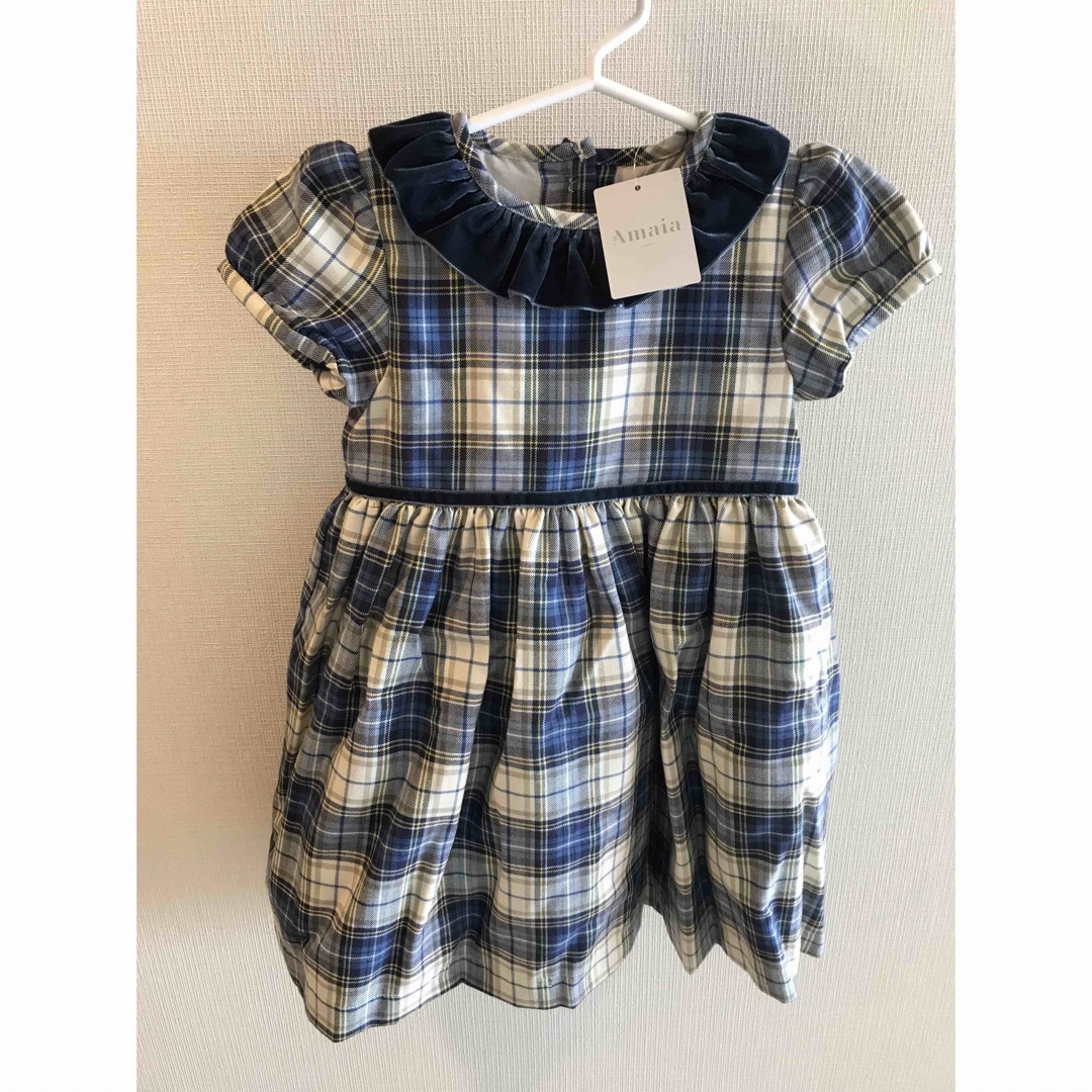 Bonpoint - 新品未使用タグ付き♡amaia kids ワンピース 3y ネイビー　チェック