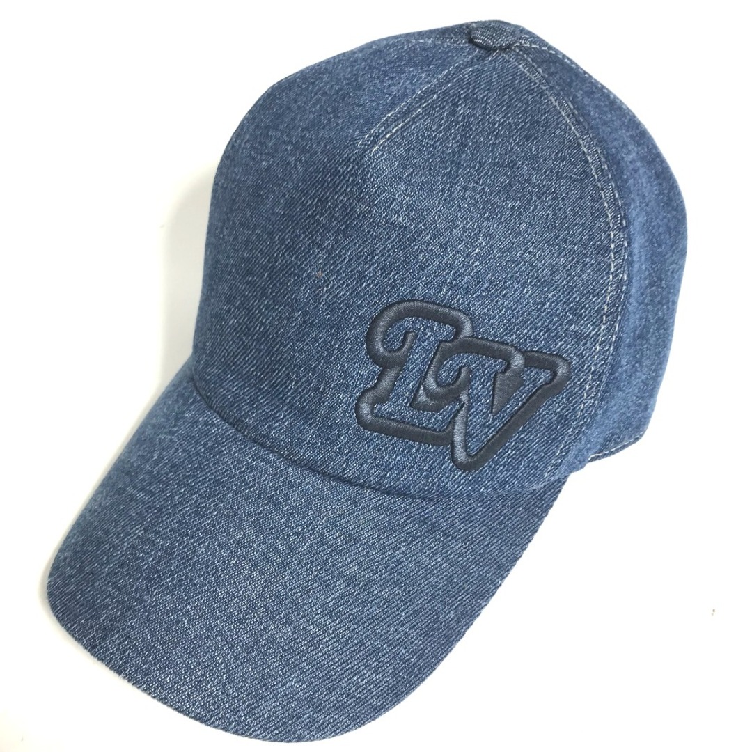 ルイヴィトン LOUIS VUITTON キャップ・LV デニム M7009M 帽子 キャップ帽 ベースボール キャップ コットン ブルー 美品約54cmツバの長さ