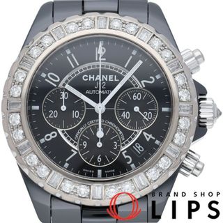 シャネル(CHANEL)のシャネル J12 41mm ゴールド クロノグラフ ラージダイヤ・バケットダイヤベゼル  メーカーOH(保証期間中) J12 41mm Chronograph H1176 箱 保証書 修理書 K18WG/セラミック メンズ時計 ブラック OH・仕上げ済 美品 【中古】(その他)