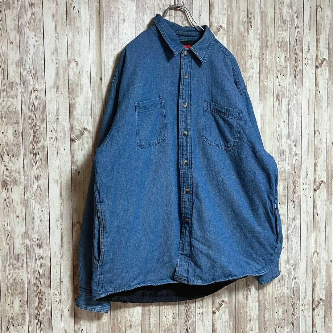 Wrangler(ラングラー)のラングラーデニム風シャツ　バングラデシュ製　ビックシルエット　裏地キルティング メンズのトップス(シャツ)の商品写真