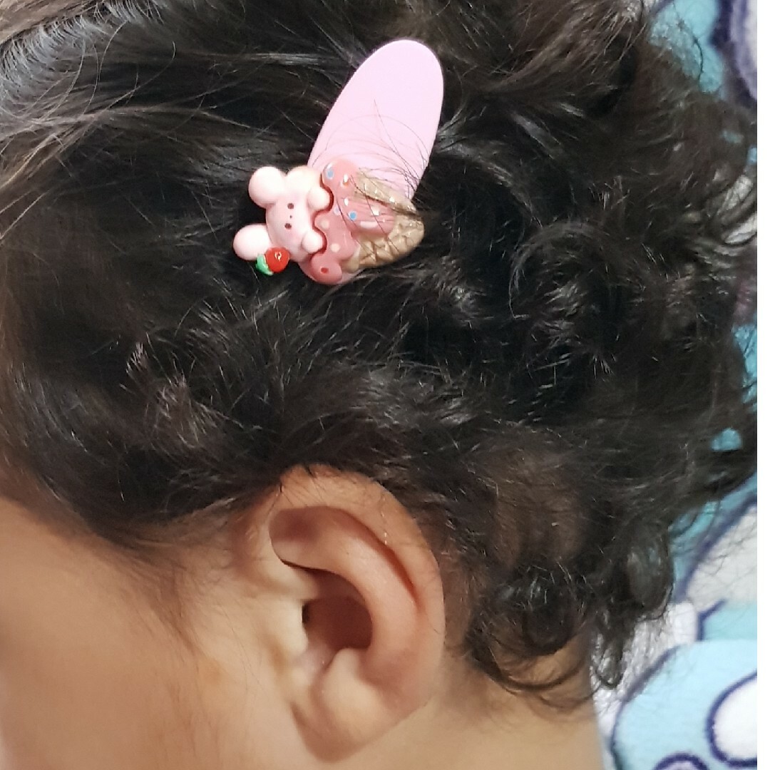 4本セット ヘアクリップ キッズ 子供用 ハンドメイド アイスクリーム