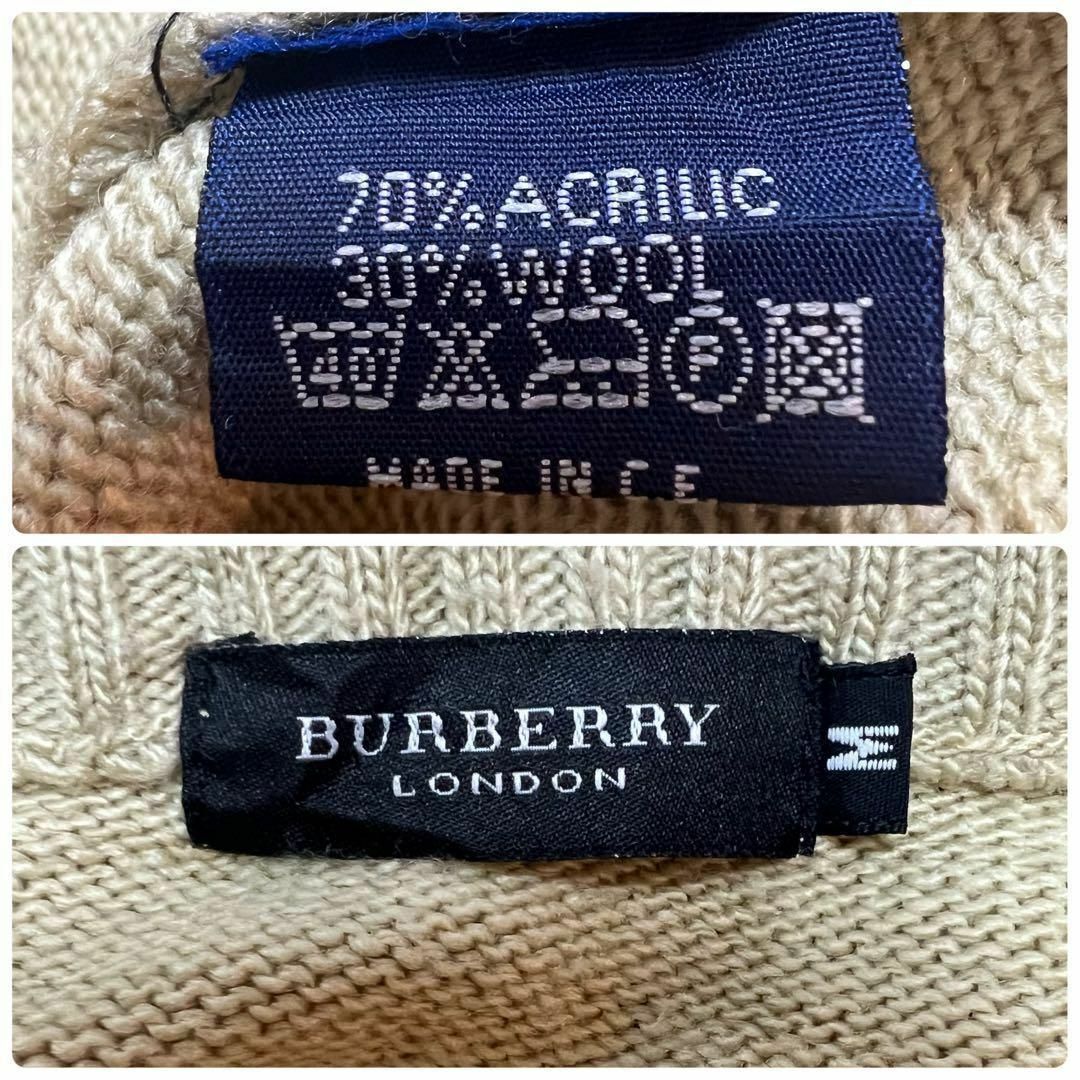 BURBERRY(バーバリー)のバーバリーニット　セーター　刺繍ロゴ　ベージュ　クールネック　ユニセックス メンズのトップス(ニット/セーター)の商品写真