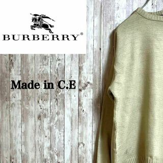 バーバリー(BURBERRY)のバーバリーニット　セーター　刺繍ロゴ　ベージュ　クールネック　ユニセックス(ニット/セーター)