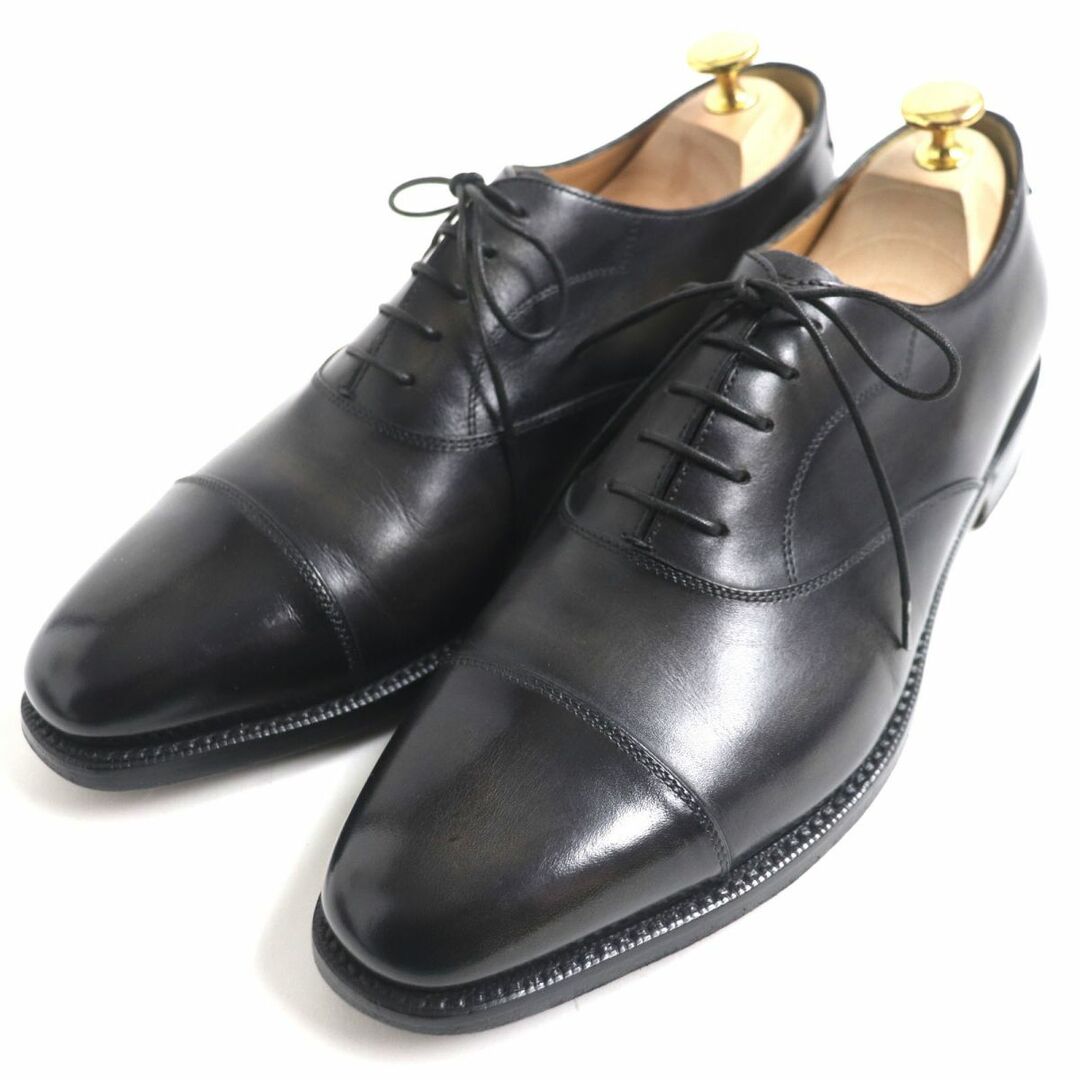 Berluti(ベルルッティ)の美品▼Berluti ベルルッティ キャップトゥ/ストレートチップ グッドイヤーウェルト製法 内羽根 レザーシューズ 黒×茶 7 1/2 メンズ 袋付き メンズの靴/シューズ(ドレス/ビジネス)の商品写真