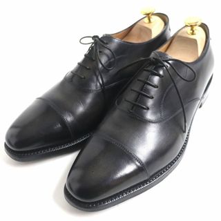 ベルルッティ(Berluti)の美品▼Berluti ベルルッティ キャップトゥ/ストレートチップ グッドイヤーウェルト製法 内羽根 レザーシューズ 黒×茶 7 1/2 メンズ 袋付き(ドレス/ビジネス)