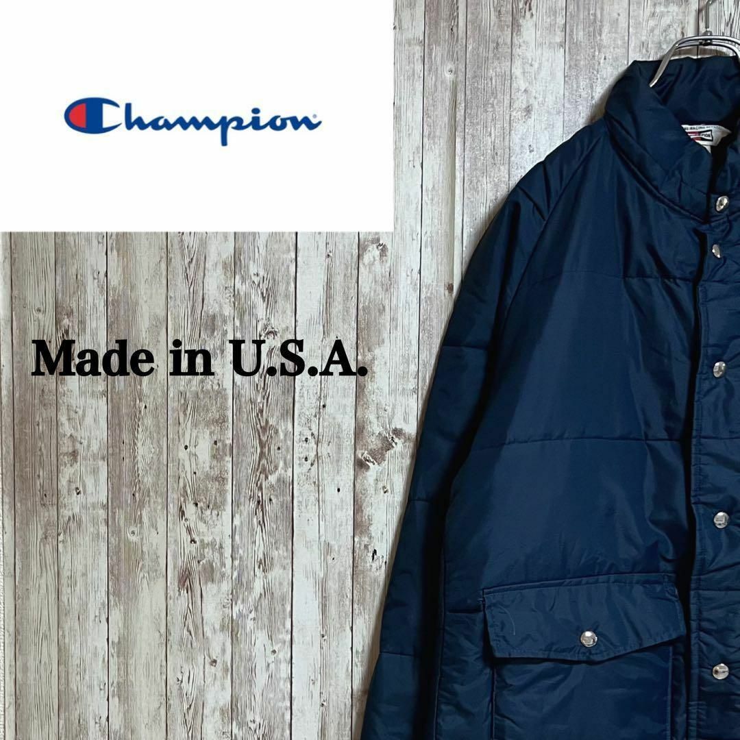 Champion(チャンピオン)のチャンピオンダウンジャケット　アメリカ製　ネイビー　アメリカ国旗　M メンズのジャケット/アウター(ダウンジャケット)の商品写真