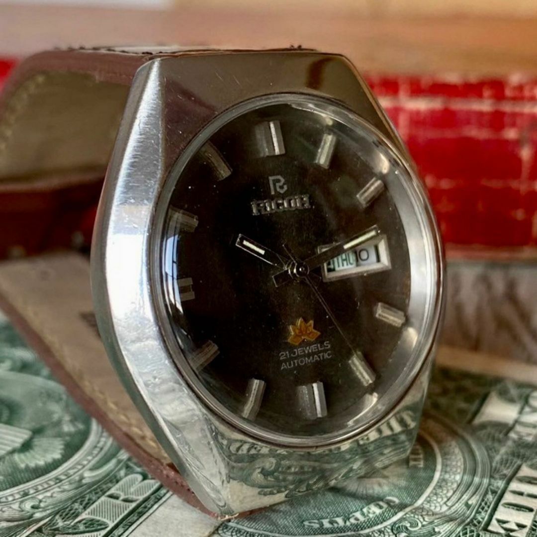 RICOH(リコー)の【レトロな色合い】リコー メンズ腕時計 グレー 自動巻き ヴィンテージ メンズの時計(腕時計(アナログ))の商品写真
