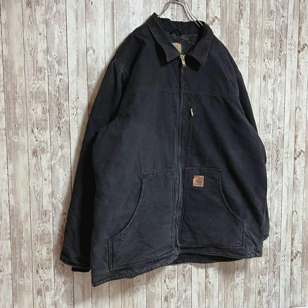 carhartt(カーハート)のカーハートダックジャケット　メキシコ製　ビックシルエット　XL 黒　裏地ボア メンズのジャケット/アウター(ブルゾン)の商品写真