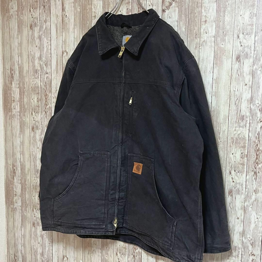 carhartt(カーハート)のカーハートダックジャケット　メキシコ製　ビックシルエット　XL 黒　裏地ボア メンズのジャケット/アウター(ブルゾン)の商品写真