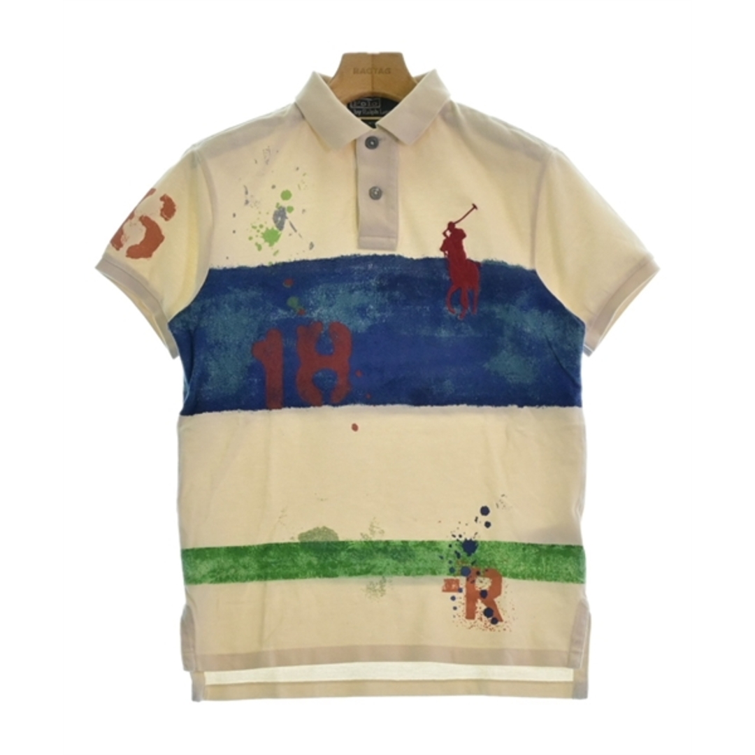 POLO RALPH LAUREN(ポロラルフローレン)のPolo Ralph Lauren ポロシャツ XS ベージュx青 【古着】【中古】 レディースのトップス(ポロシャツ)の商品写真