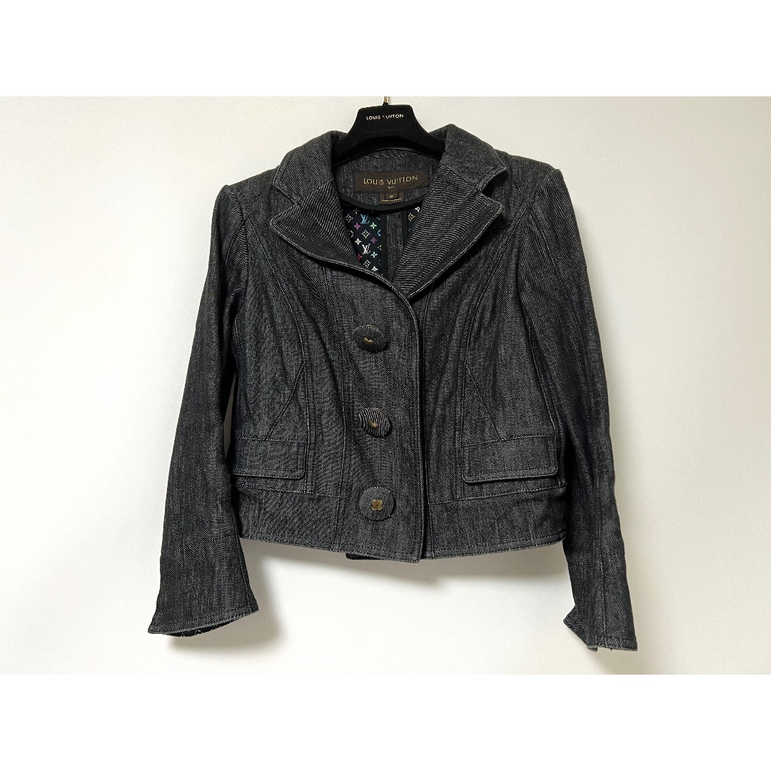 LOUIS VUITTON - LOUIS VUITTON ルイヴィトン レディース ジャケット マルチ デニム グレー ブラック コットン 34 美品