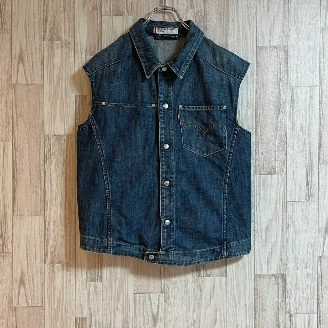 Levi's(リーバイス)のリーバイスデニムベスト　レディース　ヴィンテージ　M 古着女子 レディースのジャケット/アウター(Gジャン/デニムジャケット)の商品写真