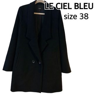 LE CIEL BLEU - LE CIEL BLEU カシミヤ混 ウールチェスターコート ブラック