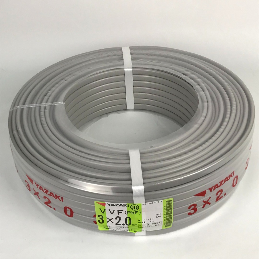 □□YAZAKI 矢崎 VVFケーブル 3×2.0mm 100m 16kg 電材 □□YAZAKI 矢崎 VVFケーブル 3×2.0mm 100m 16kg 電材